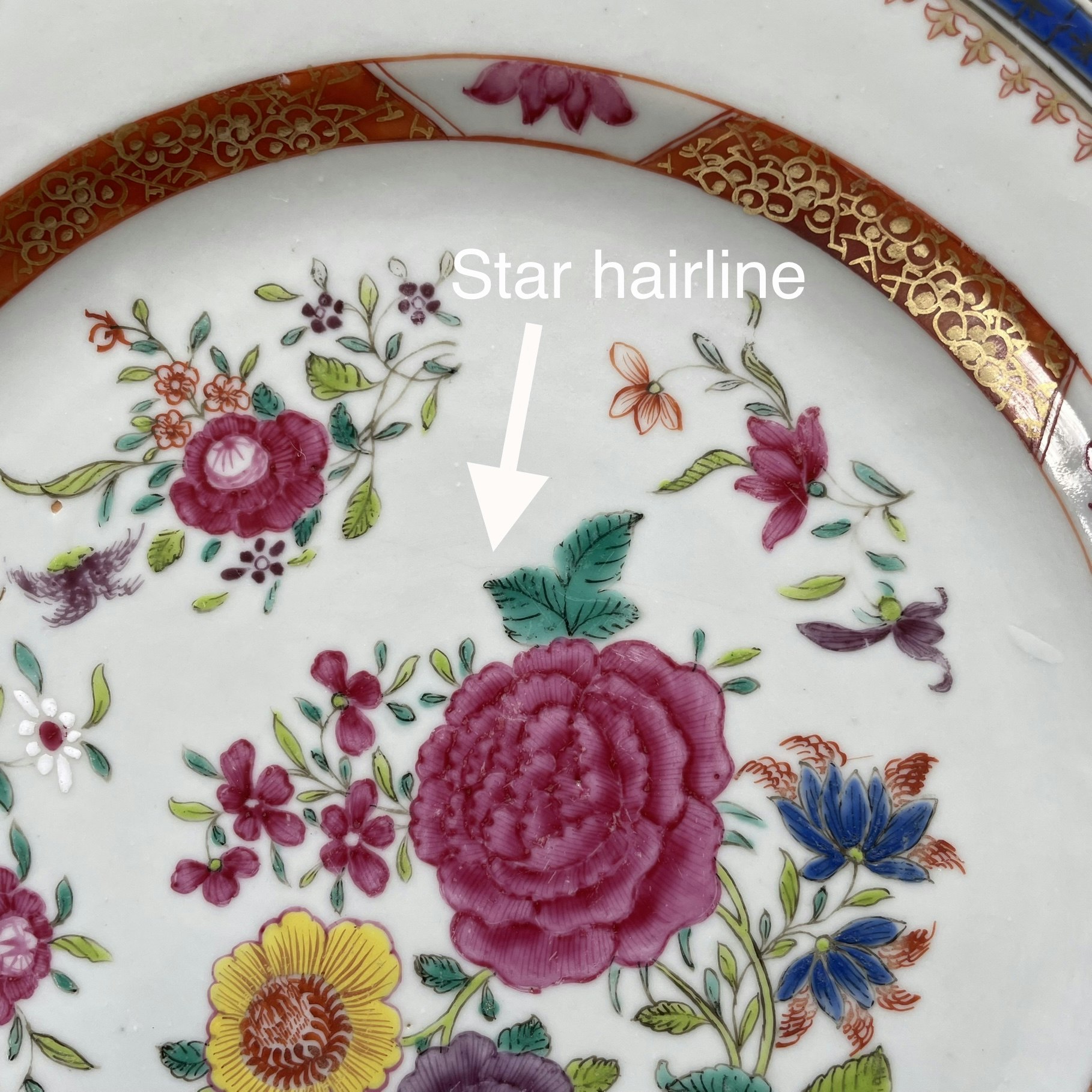 Chinese Antique famille rose plate, Qianlong, 18th c #1549