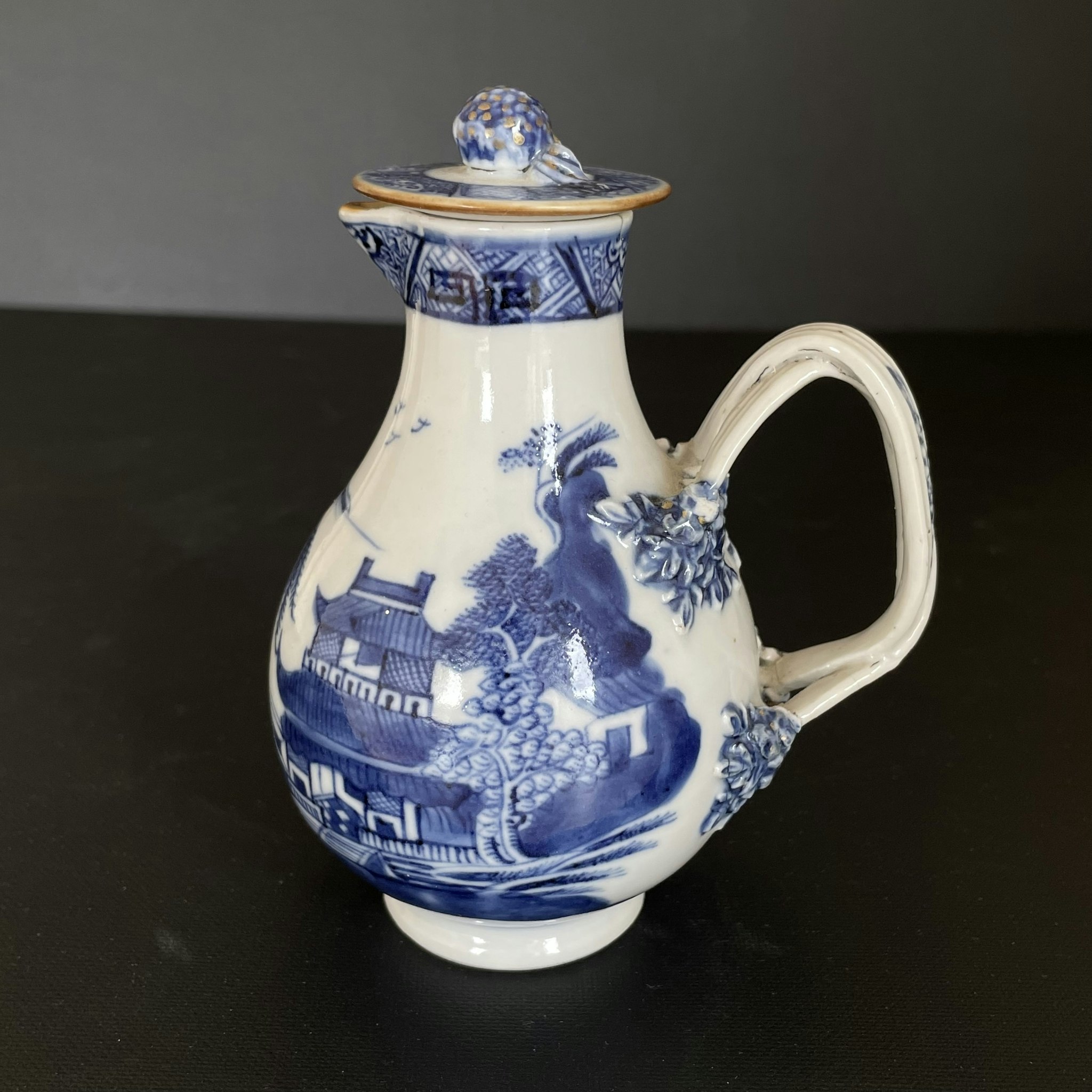 Chinese Antique blue and white creamer, Qianlong 18th c #1580