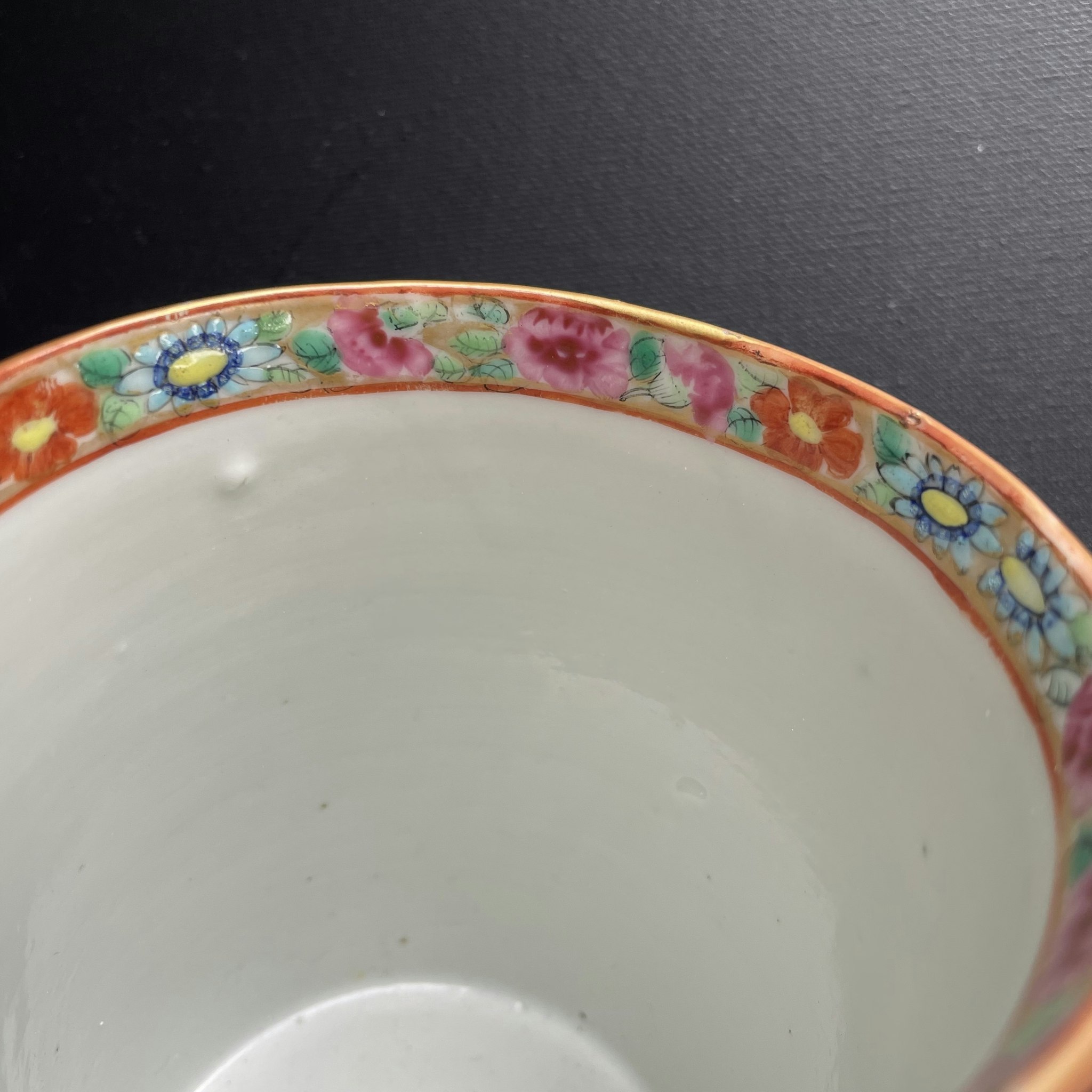 Chinese antique rose mandarin tankard cup, Qing Dynasty Mid 19th c #1579