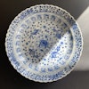 Chinese antique teacup and saucer decorated in underglazed blue with fishes and crabs, Kangxi Revival #1593