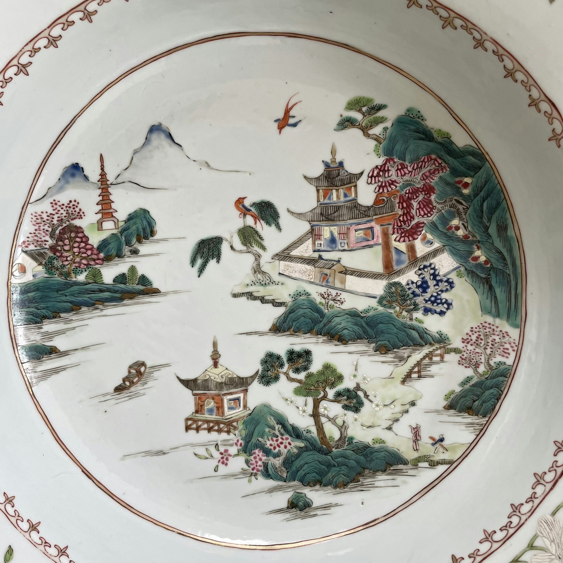 Chinese Antique famille rose porcelain basin & handwash, Qianlong #1607