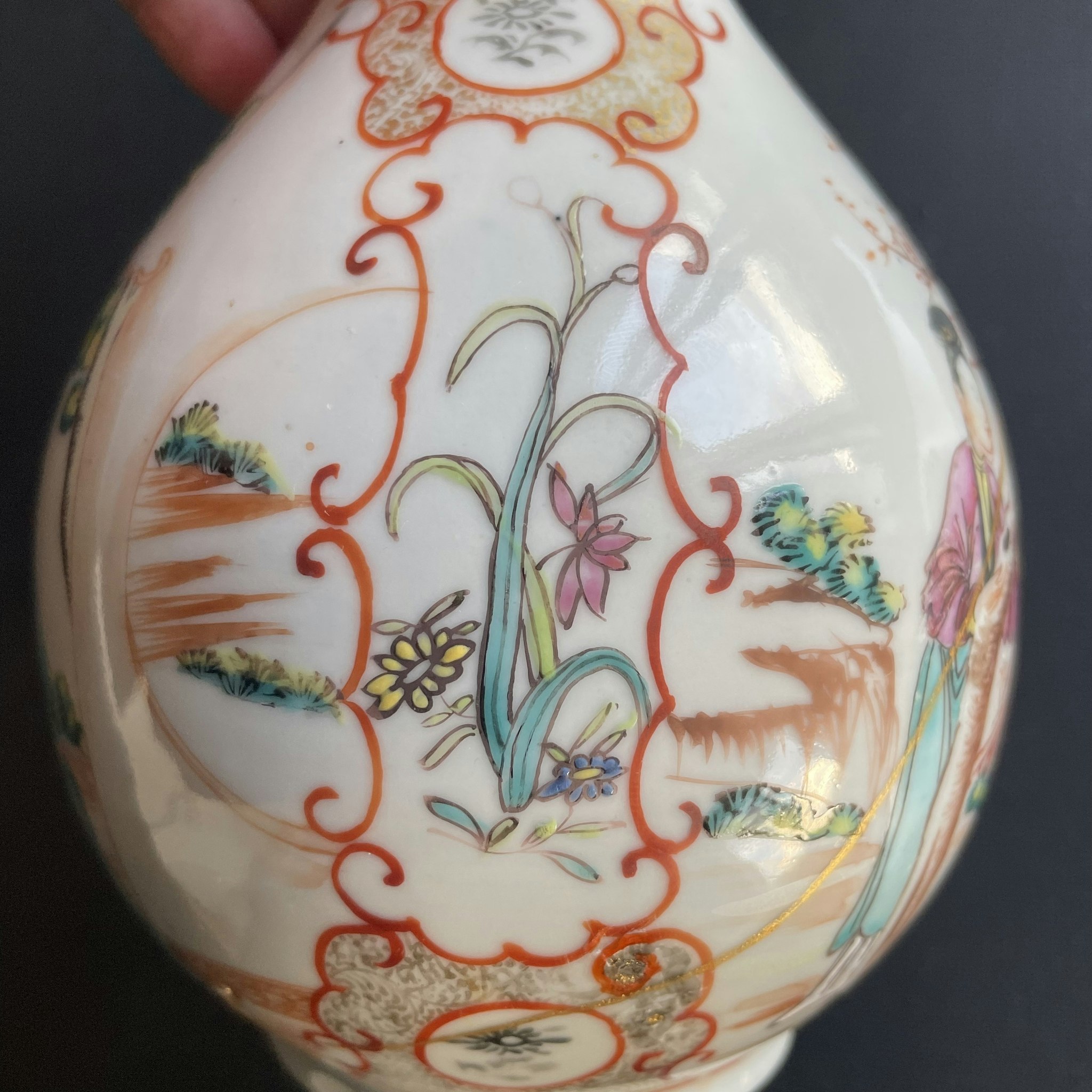 Chinese Antique rose mandarin vase 18th Century Qianlong period #1625