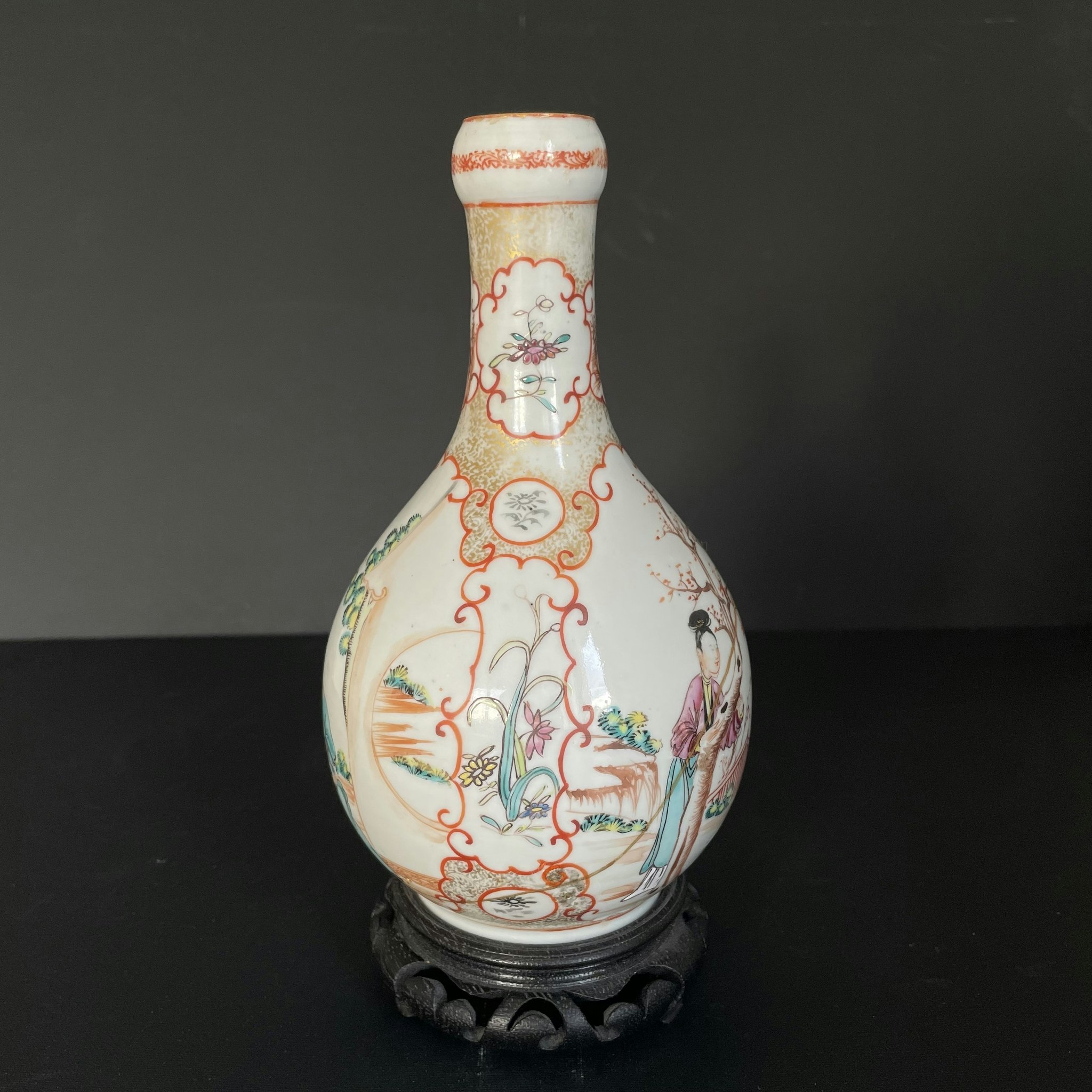Chinese Antique rose mandarin vase 18th Century Qianlong period #1625