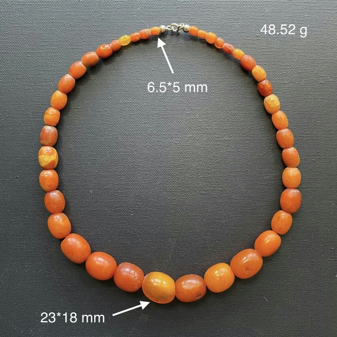 Antique Natural Amber necklace baltic amber egg yolk butterscotch Danish 48g