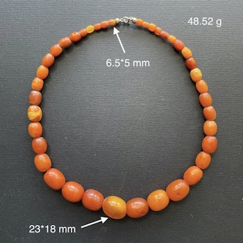 Antique Natural Amber necklace baltic amber egg yolk butterscotch Danish 48g