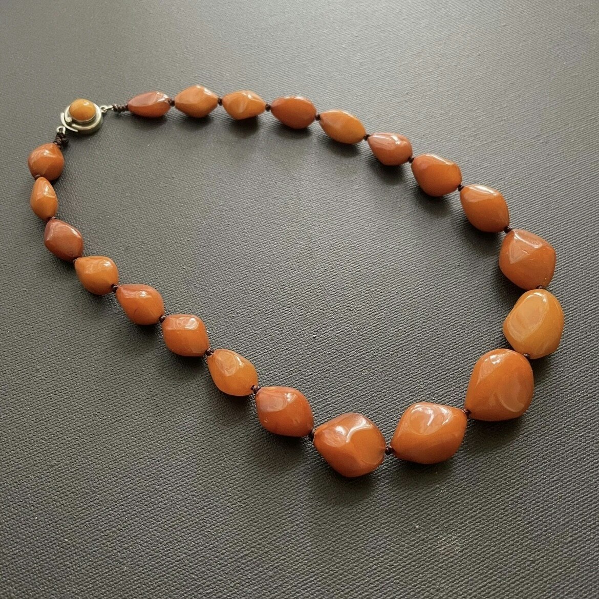 Antique Natural Amber necklace egg yolk butterscotch Denmark N.E.From 37g 1950's