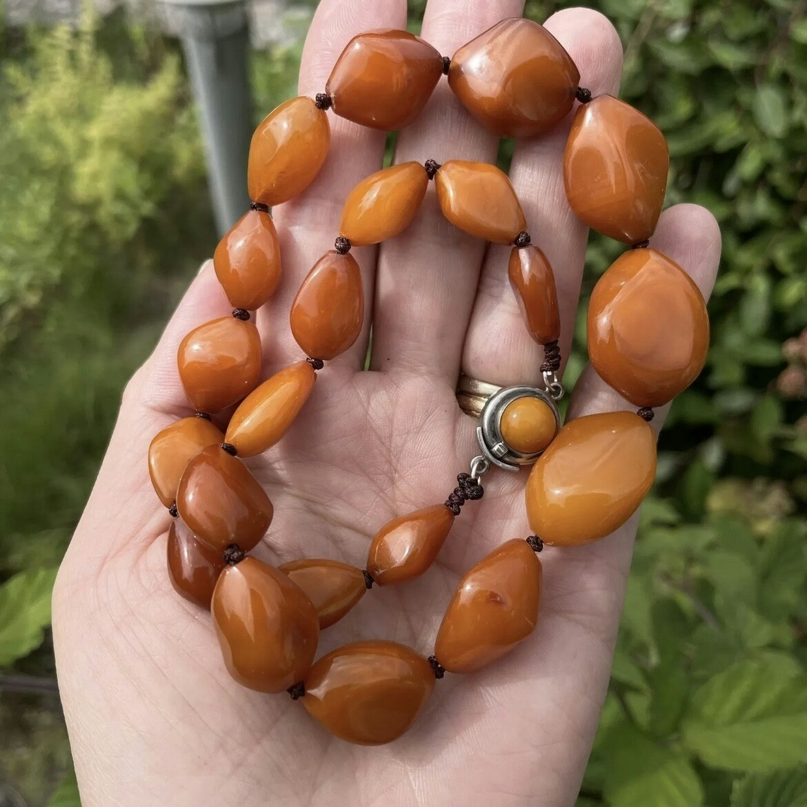 Antique Natural Amber necklace egg yolk butterscotch Denmark N.E.From 37g 1950's