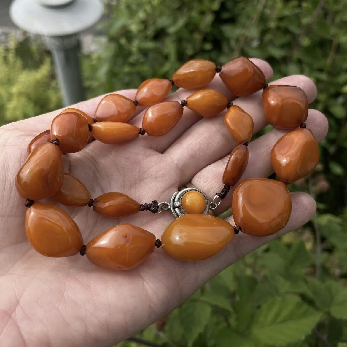 Antique Natural Amber necklace egg yolk butterscotch Denmark N.E.From 37g 1950's