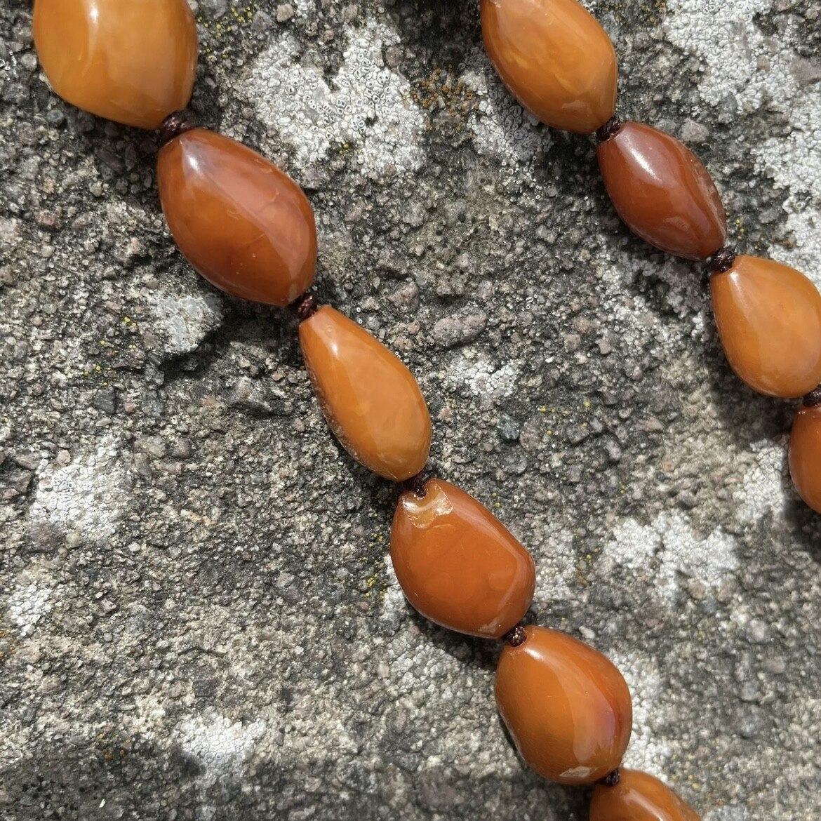 Antique Natural Amber necklace egg yolk butterscotch Denmark N.E.From 37g 1950's