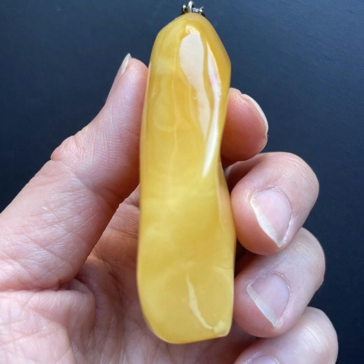 Natural amber pendant from Denmark baltic amber hand polished big 39g