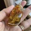 Natural amber pendant with silver unique design fascinating inclusion 21g