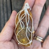 Natural amber pendant with silver unique design fascinating inclusion 21g