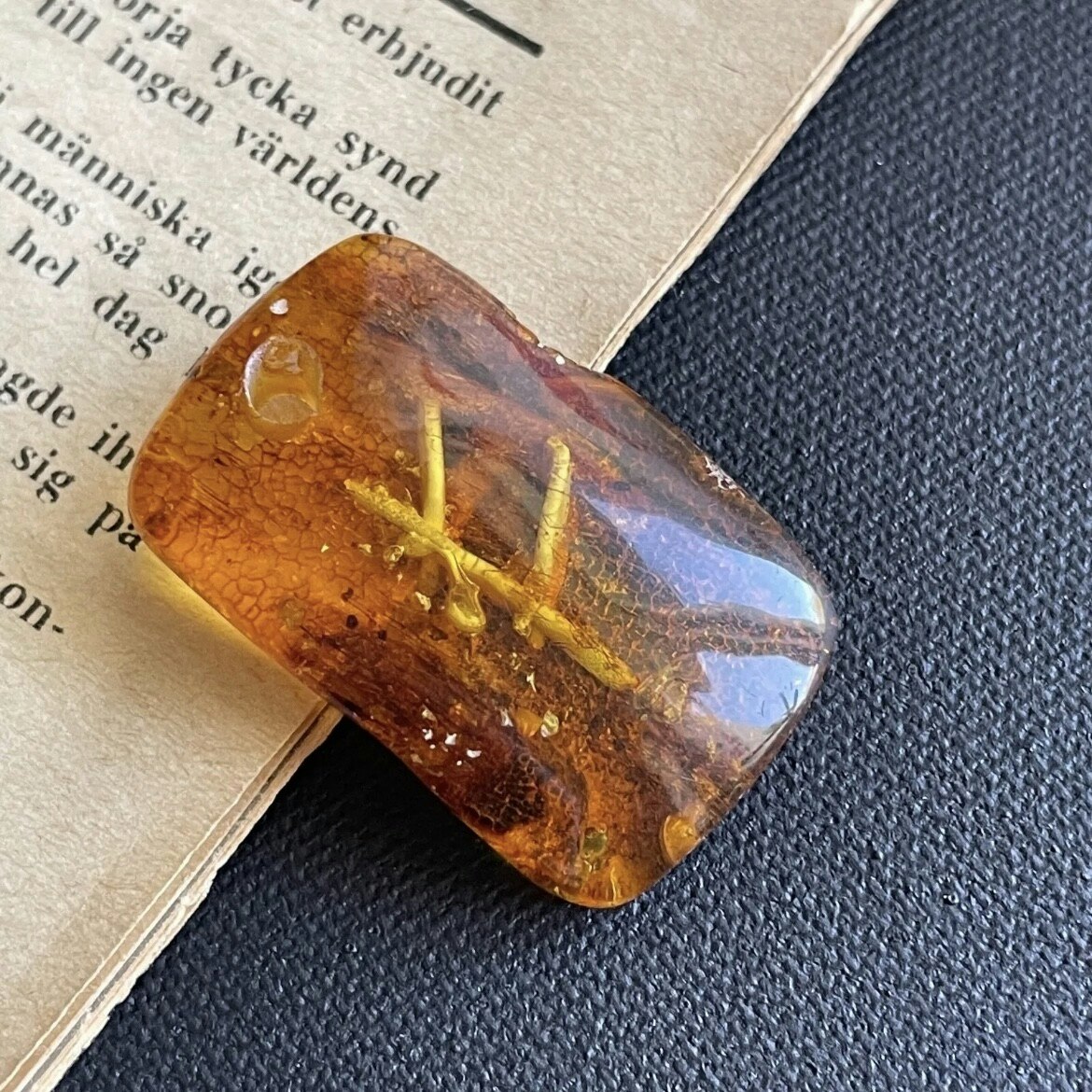 Unique Viking Runes natural amber pendant Danish design hand carved Alphabet F