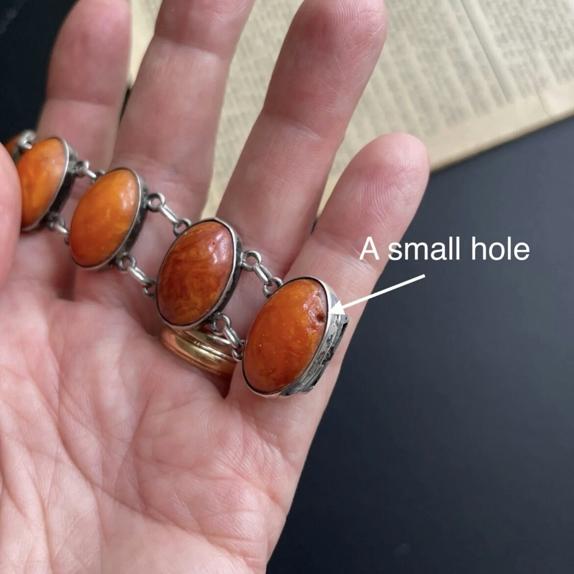 Antique Natural Danish amber bracelet butterscotch egg yolk from 1916