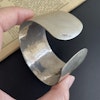 Vintage Swedish design handmade 830 silver with stone thick cuff bracelet bangle