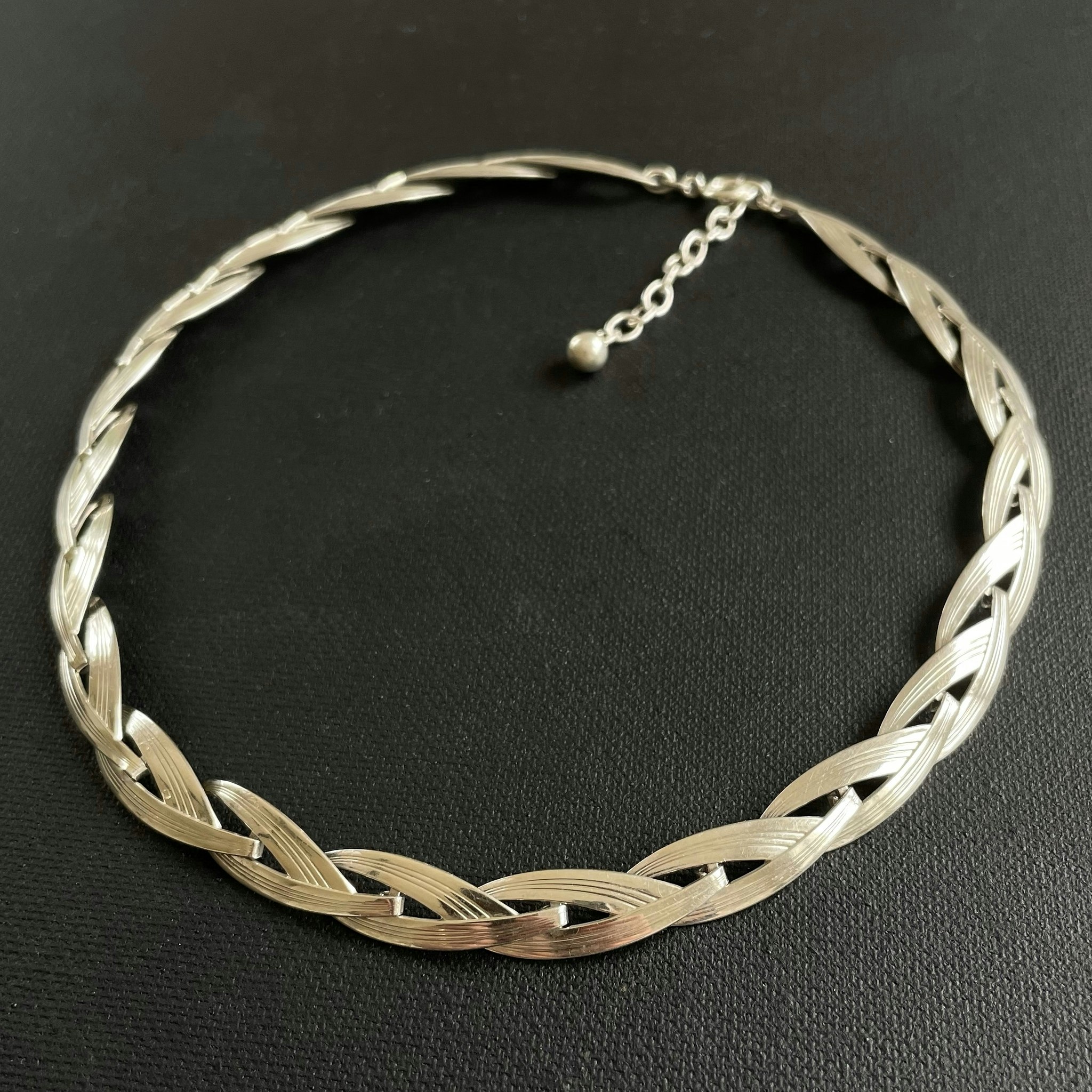 Vintage Scandinavian design solid 830 silver necklace choker#1656