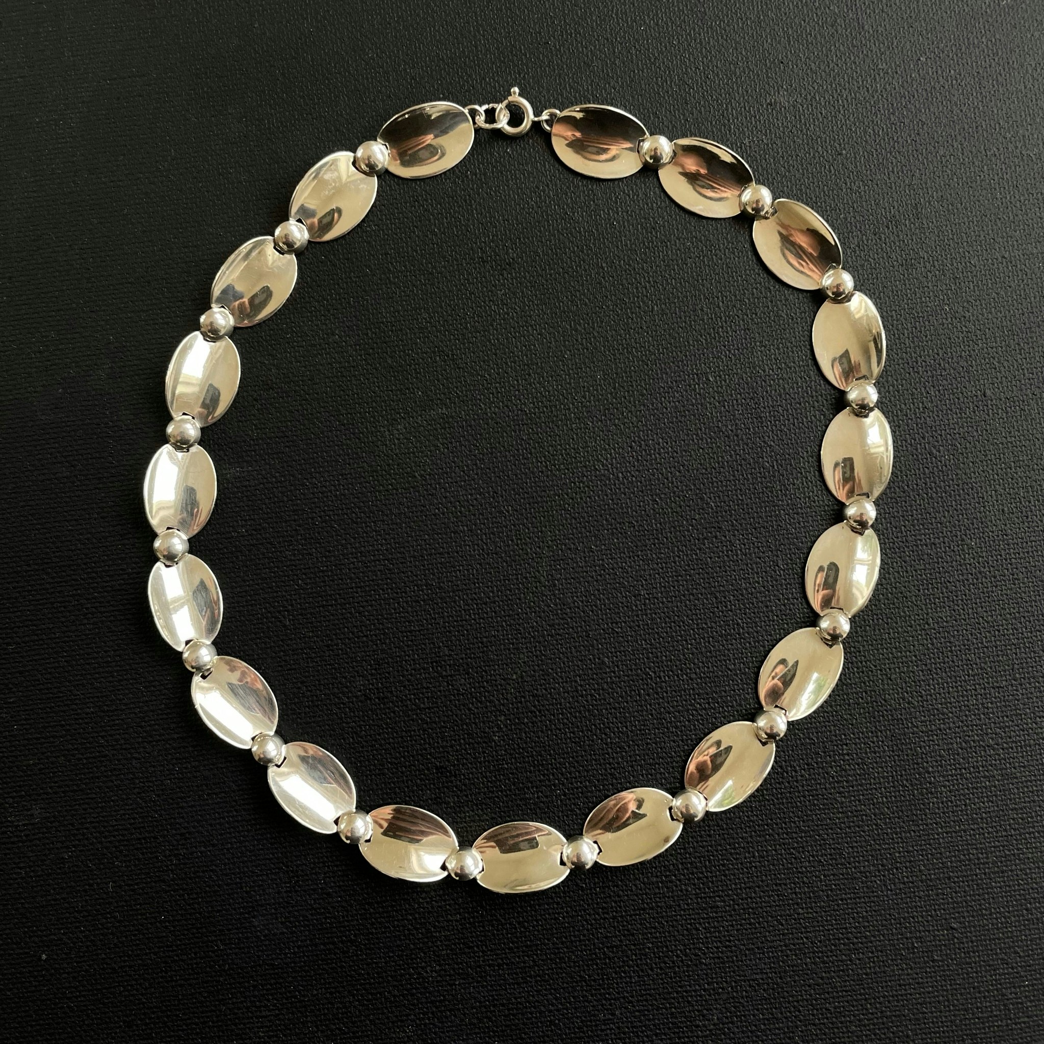 Vintage Scandinavian Swedish design solid 830 silver necklace choker 50's #1657