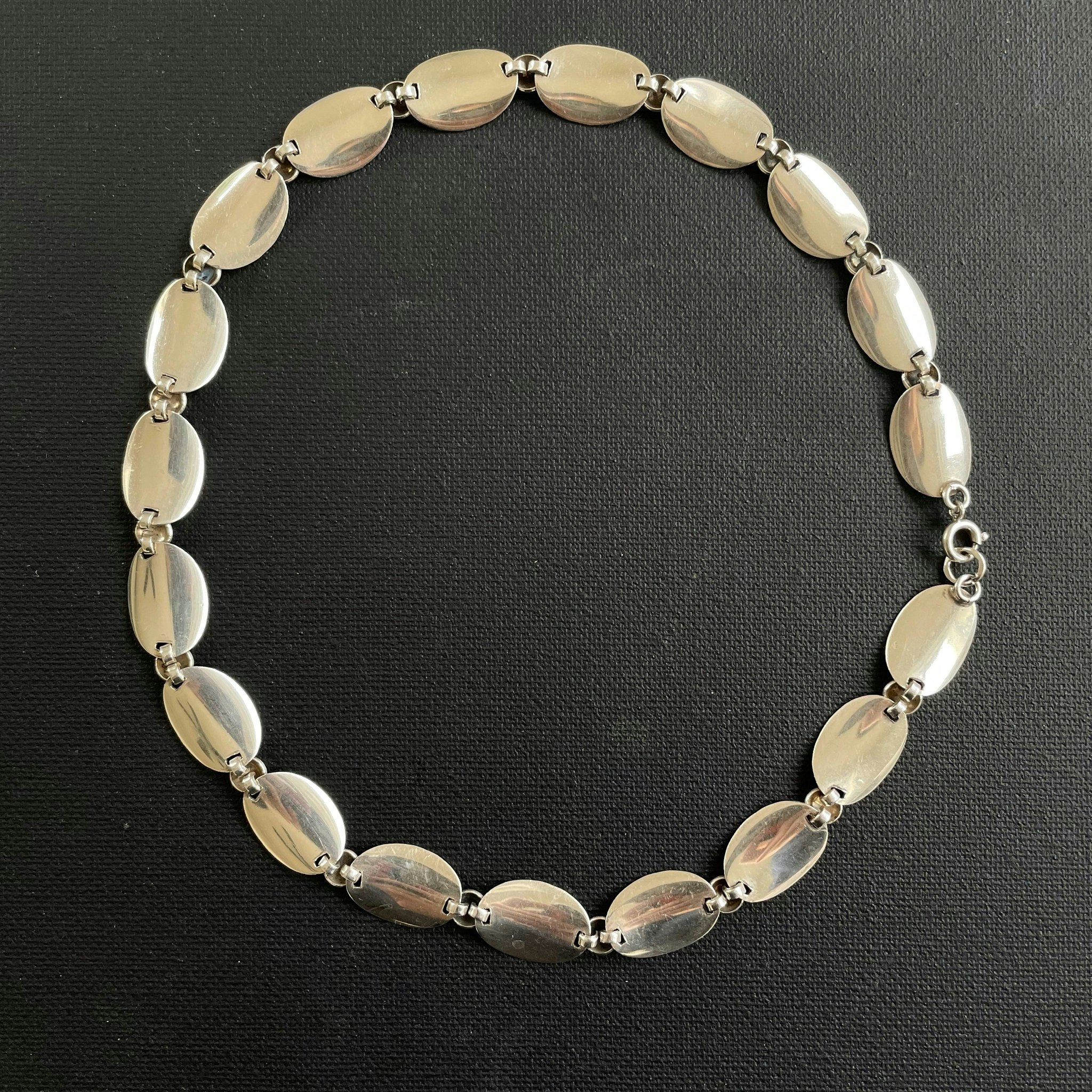 Vintage Scandinavian Swedish design solid 830 silver necklace choker 50's #1657