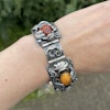 Natural Amber Antique bracelet bangle brooch sterling silver danish design 60g