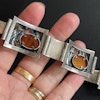 Natural Amber Antique bracelet bangle brooch sterling silver danish design 60g