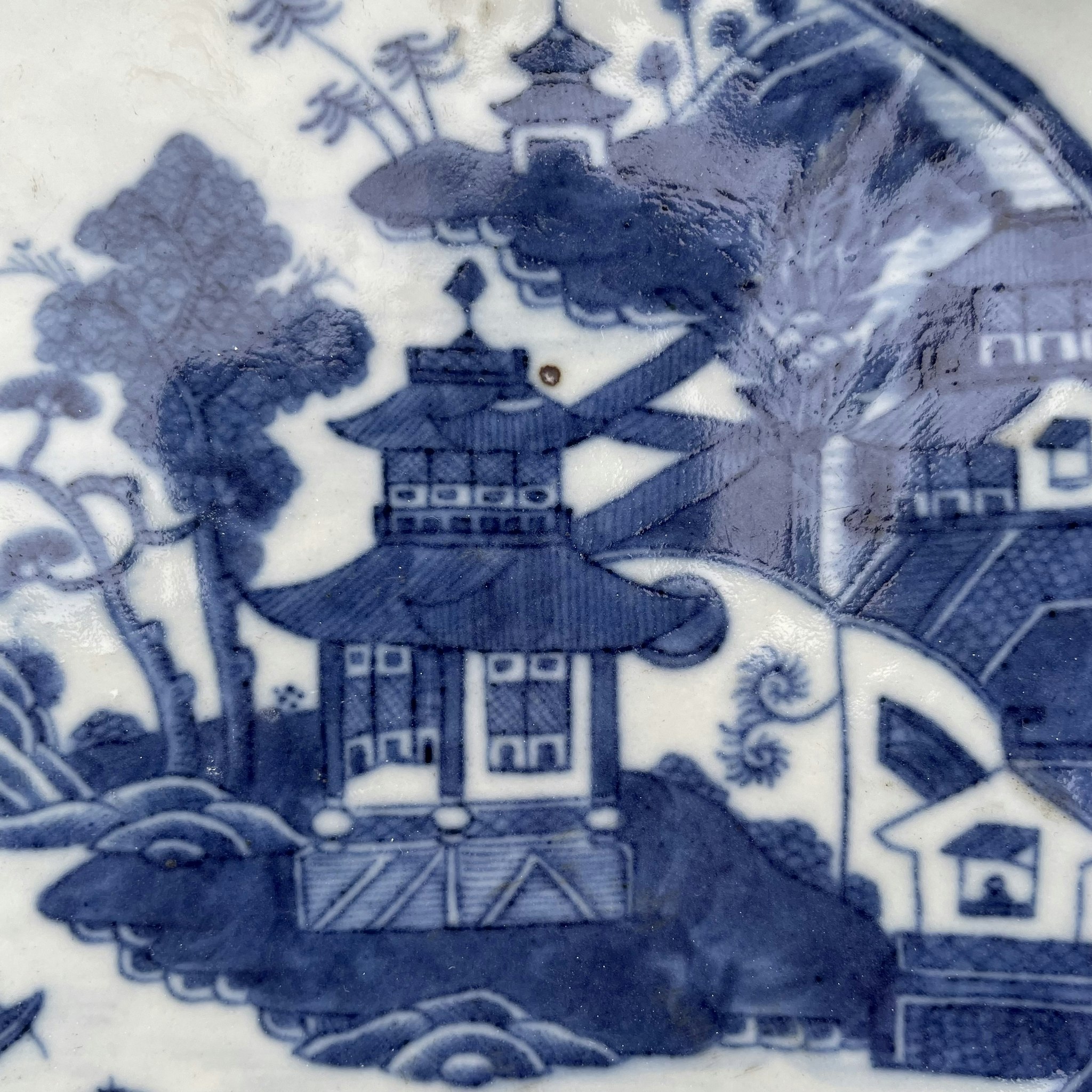 Chinese Antique porcelain blue and white deep platter, 19th c # 1471