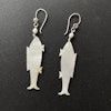 Unique earrings Chinese antique mother of pearl gaming counters chips tokens #1662