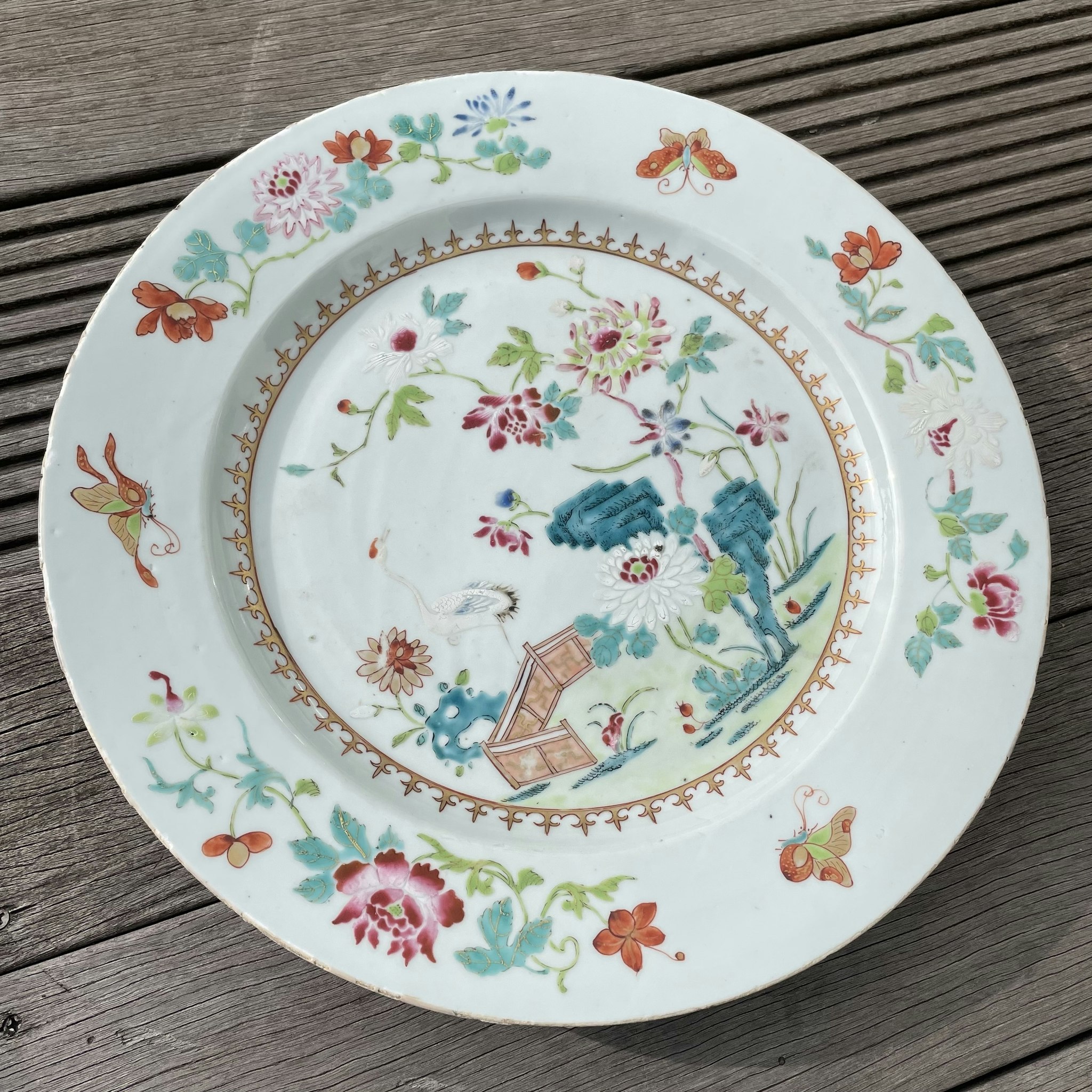 Chinese Antique Famille Rose Charger, 18th C Qianlong period #1666