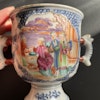 Chinese Antique Rose Mandarin Cup With Double Handles , Rare! 18c #1669