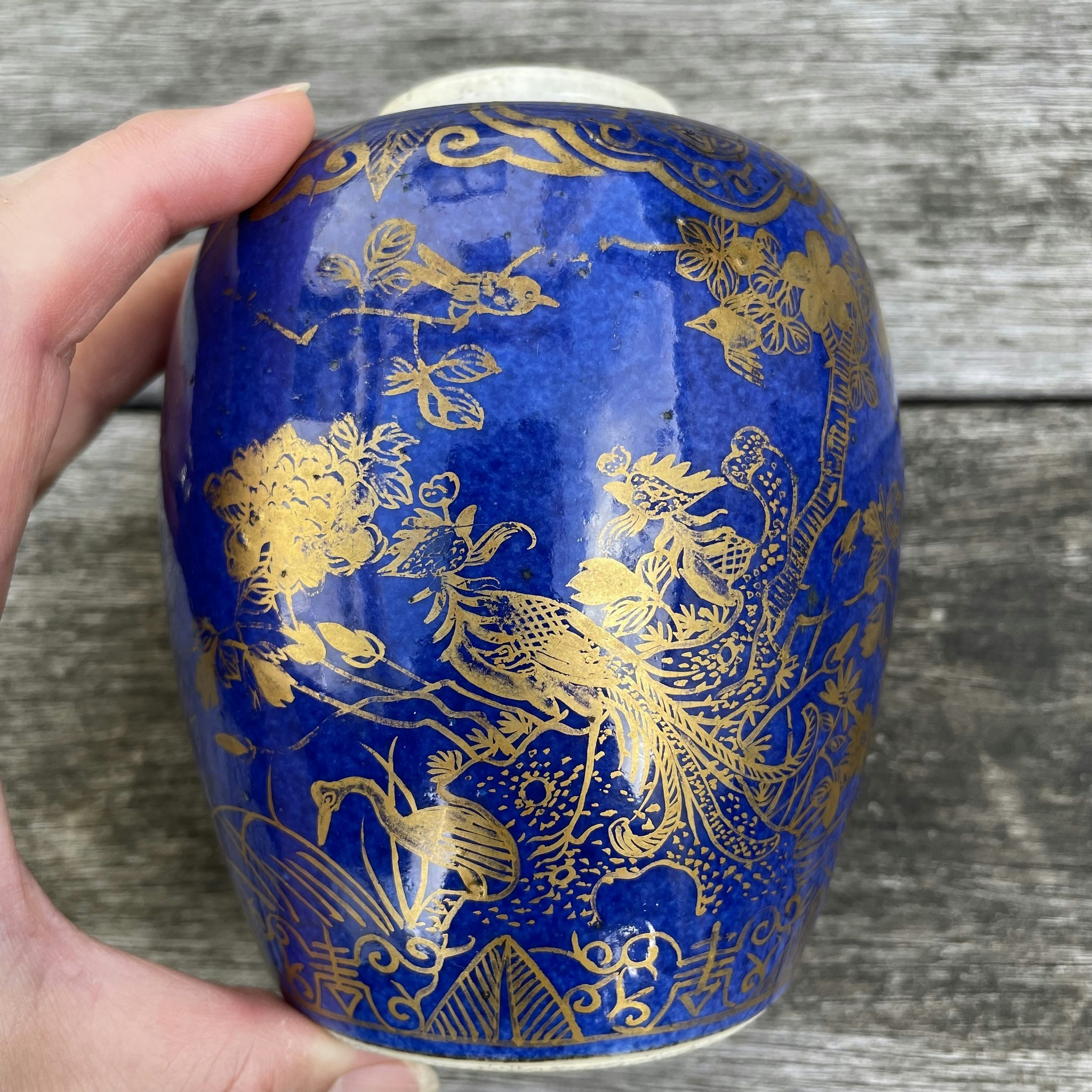 Chinese Antique Porcelain Jar In Powder Blue, Kangxi Style, 18th century #1672