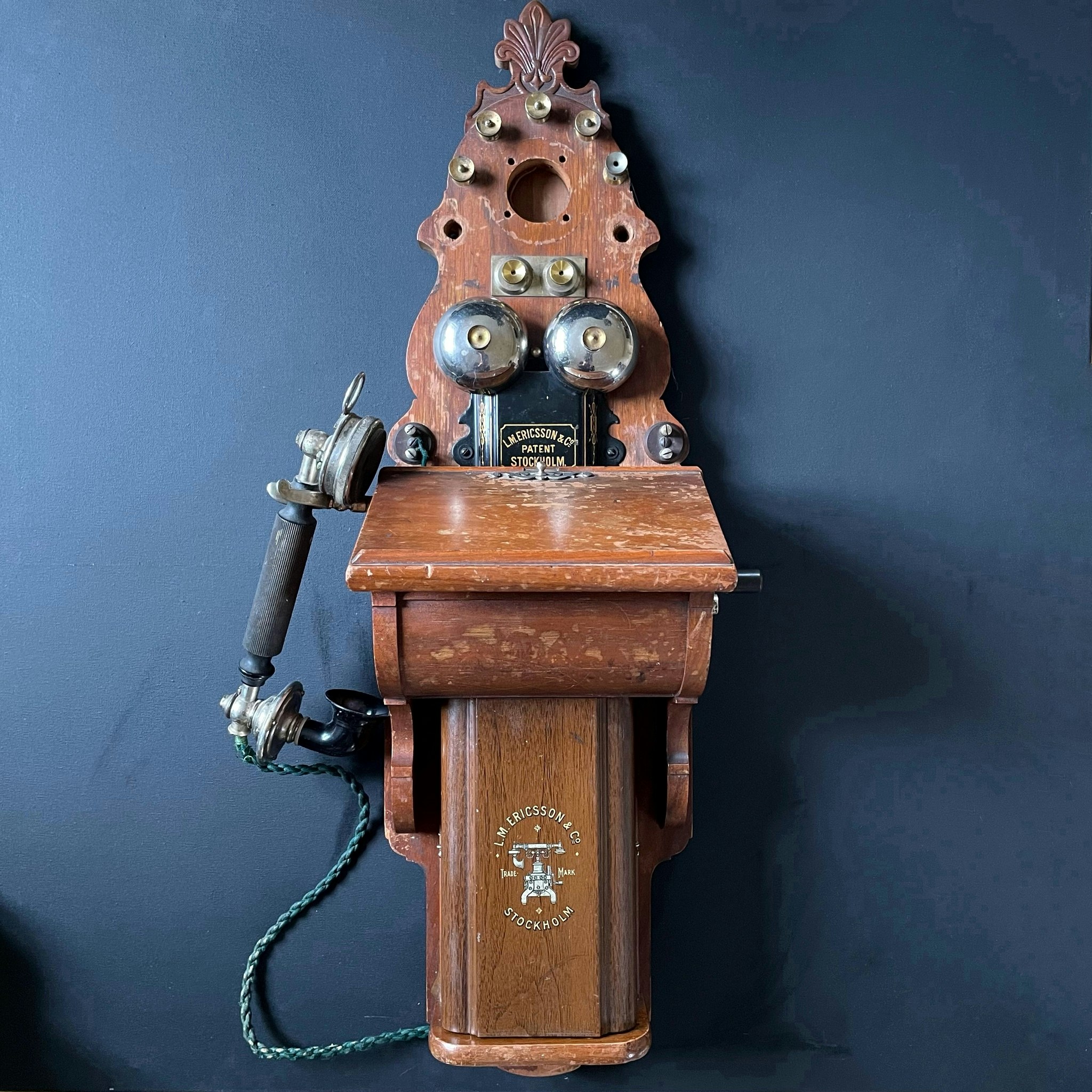 Ericsson Sweden Antique Wallhanged Telephone, Early 1900’s #1677