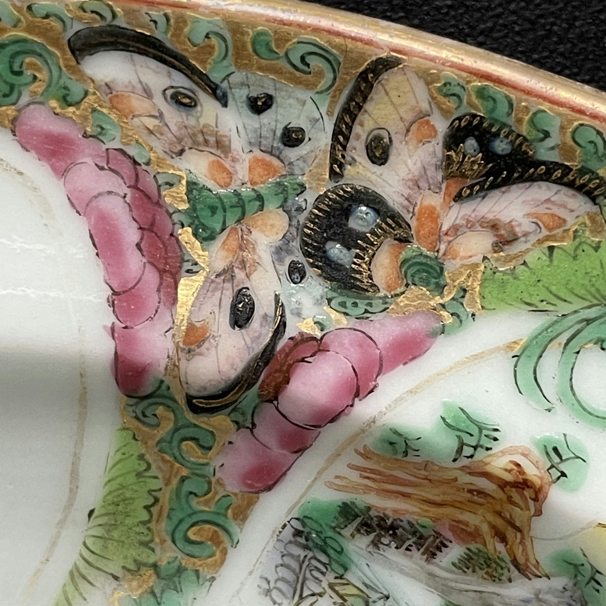 Chinese Antique porcelain Rose Medallion Plate, Late Qing ,Rare #1678