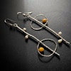 Unique design handmade sterling silver earrings with pearls and amber #1680