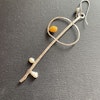 Unique design handmade sterling silver earrings with pearls and amber #1680
