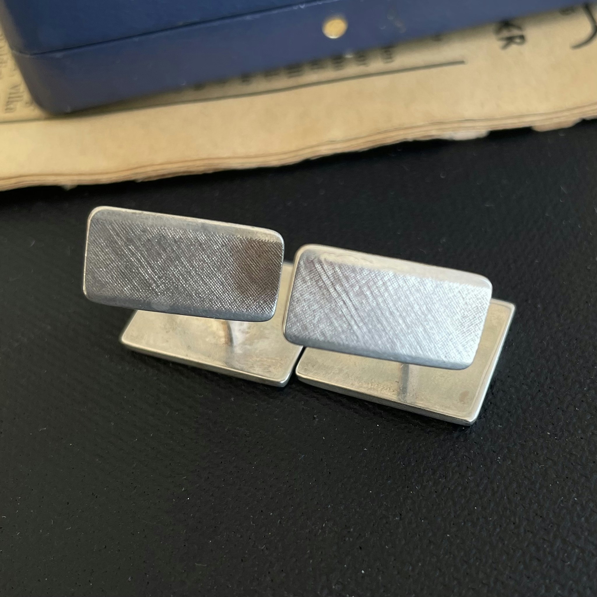 Vintage modernist design 1950's solid 830 silver cufflinks Swedish hallmarked #1682