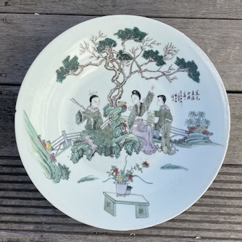 Chinese antique porcelain large charger Republic Period 羅永发 #1685