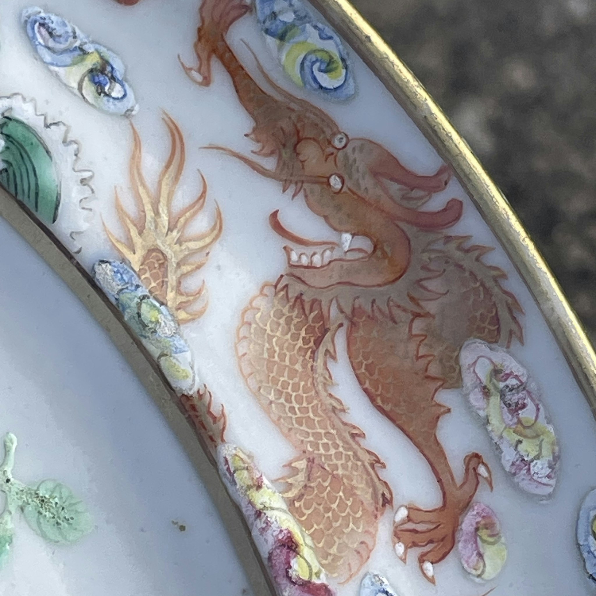 Chinese Antique rose mandarin Butterfly Plate With Dragons, Daoguang #1698