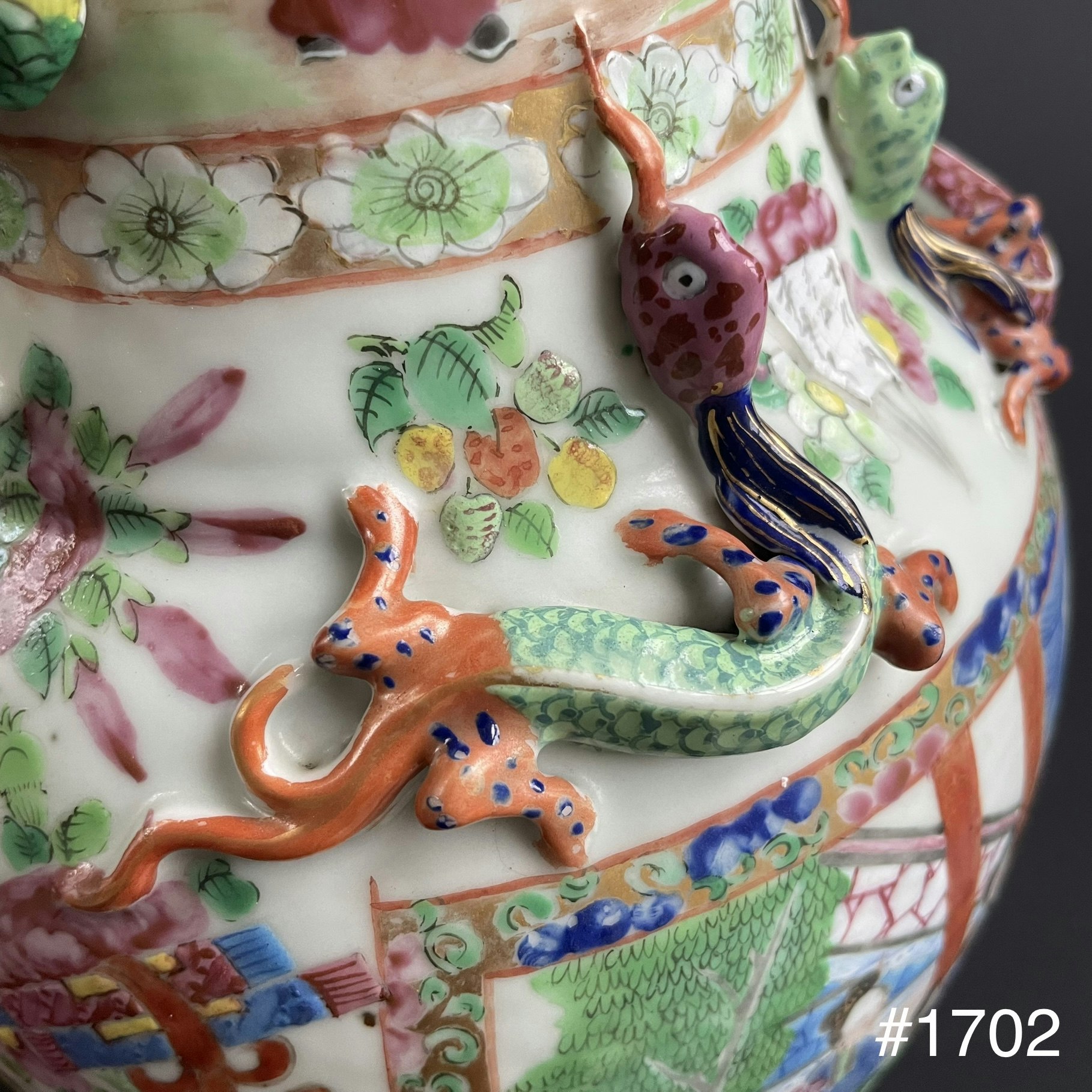 A Pair Of Chinese Antique Rose Mandarin Vases,  19th c #1701, 1702