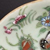 Chinese antique celadon canton butterfly and bird plate, 19th c #1708