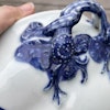 Chinese antique underglazed blue and white Tureen, Deer, Qianlong Period 鹿 岁寒三友 #1710