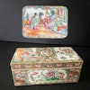 Chinese Antique Rose Medallion Lidded Porcelain brush Box, Late Qing #1715