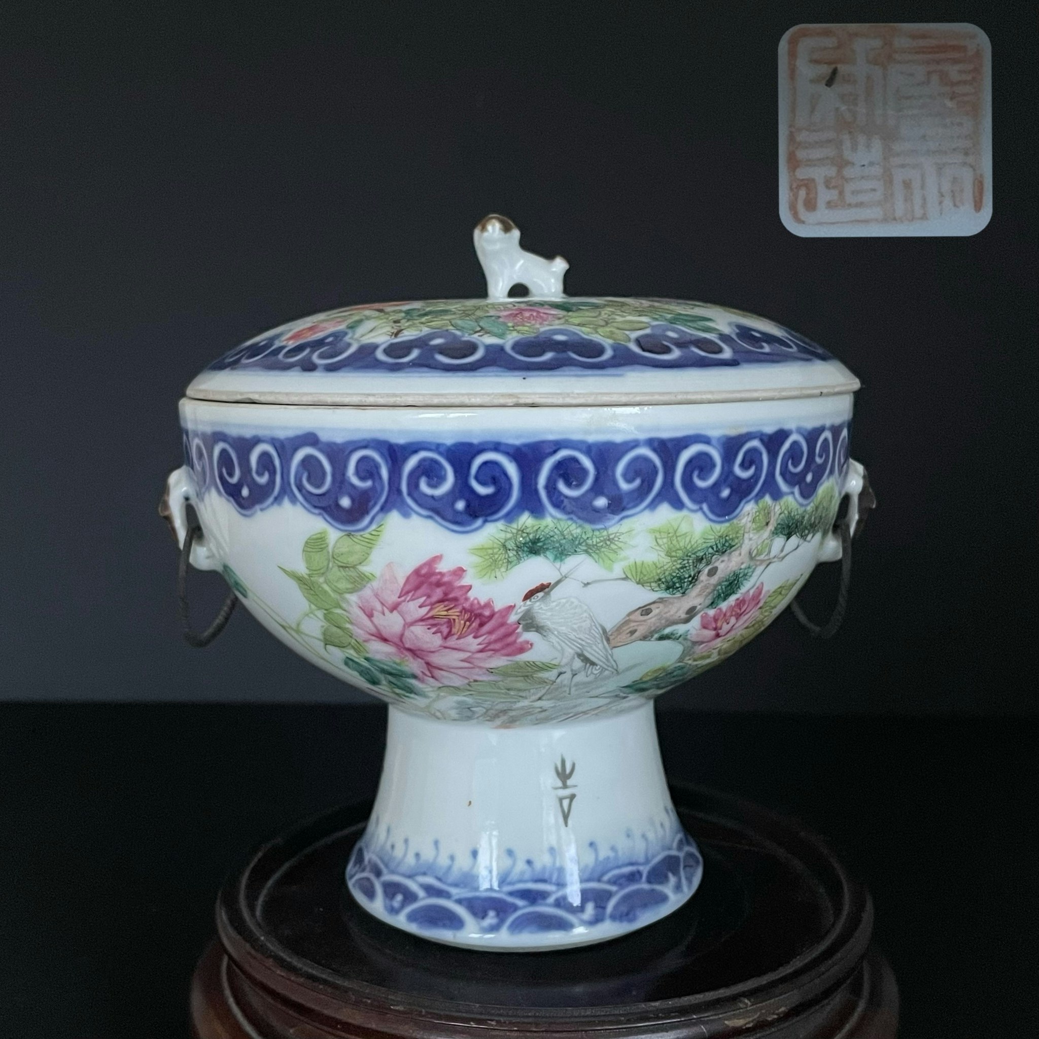 Chinese Antique Porcelain Famille Rose Warm Pot With Lid, late Qing #1718