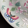 Chinese antique celadon canton butterfly plate, 19th c #1729