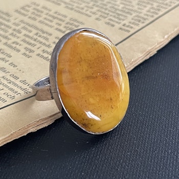 Vintage natural amber ring Danish design sterling silver #1750