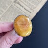 Vintage natural amber ring Danish design sterling silver #1750