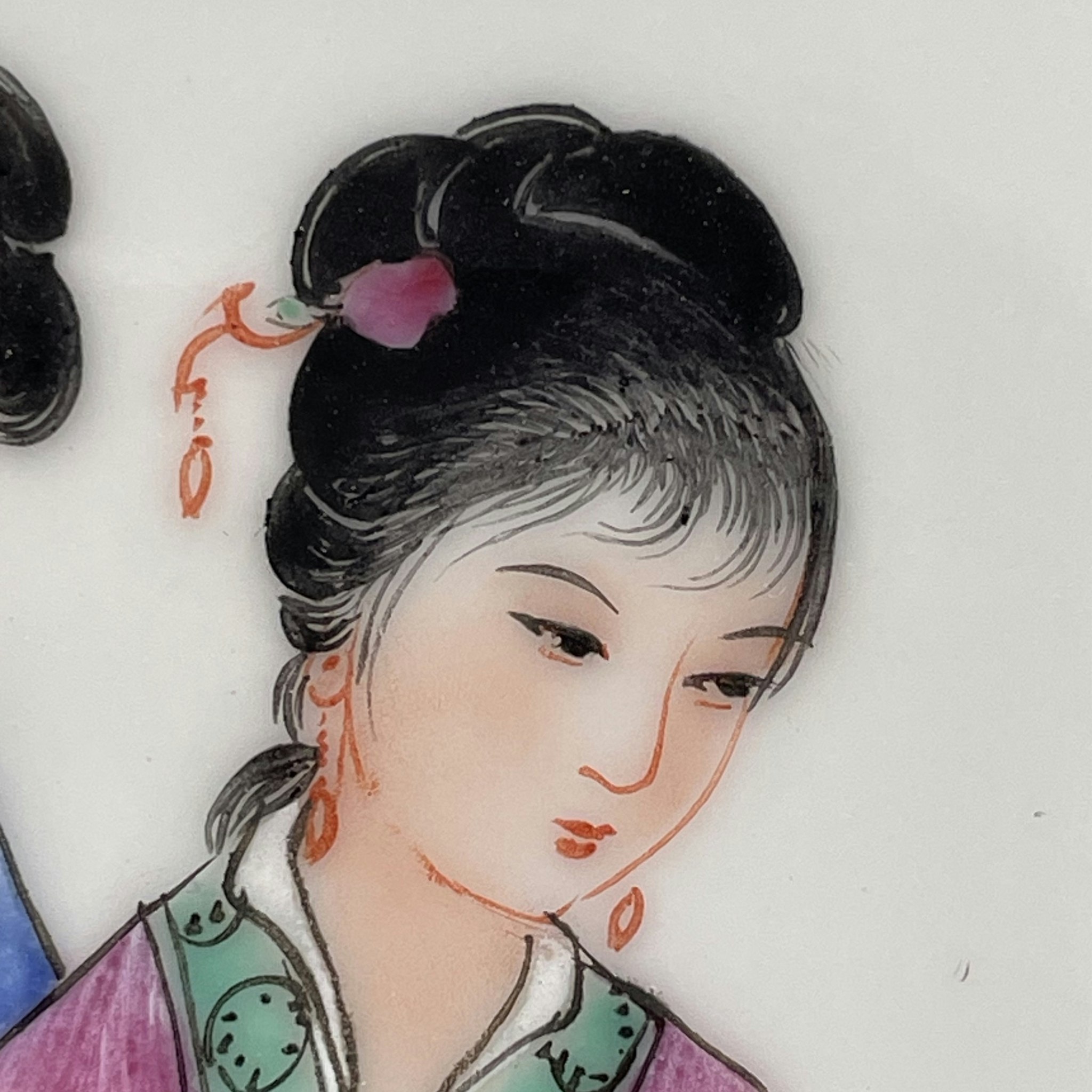 Chinese vintage famille rose porcelain plaque 1950-1970's , 42 cm high #1753