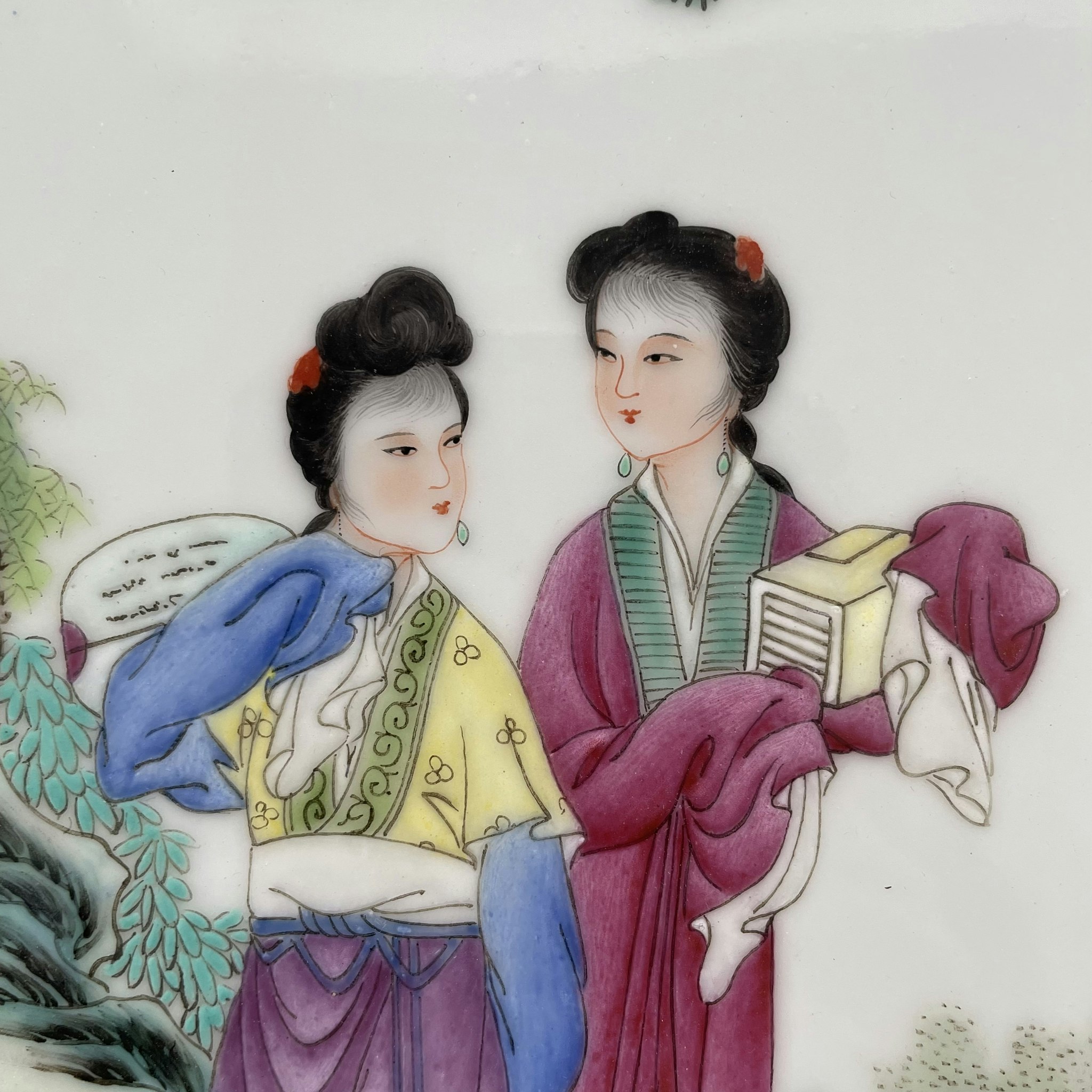 Chinese vintage famille rose porcelain plaque 1950-1970's , 42 cm high #1755