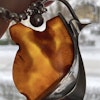 Natural amber pendant with silver Baltic amber Scandinavian design 56g #1757