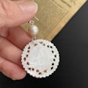 Unique earrings Chinese antique mother of pearl gaming counters chips tokens