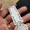 Unique earrings Chinese antique mother of pearl gaming counters chips tokens