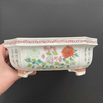 Antique Chinese famille rose planter, 水仙盆，Late Qing republic #1258